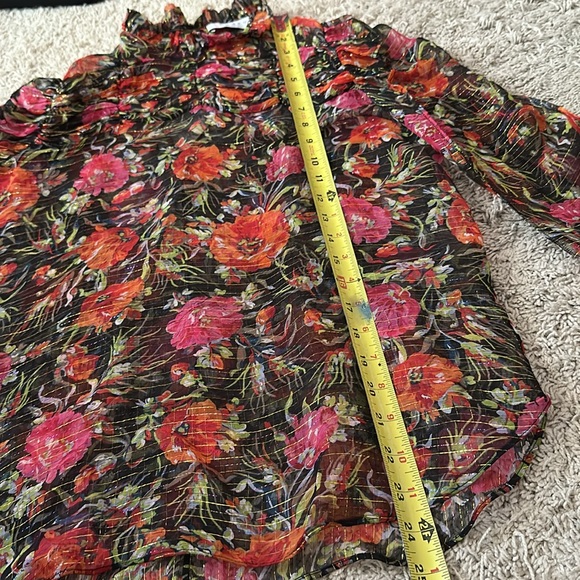 Sandro Amina Floral-Print Metallic-Stripe Top - Picture 6 of 10